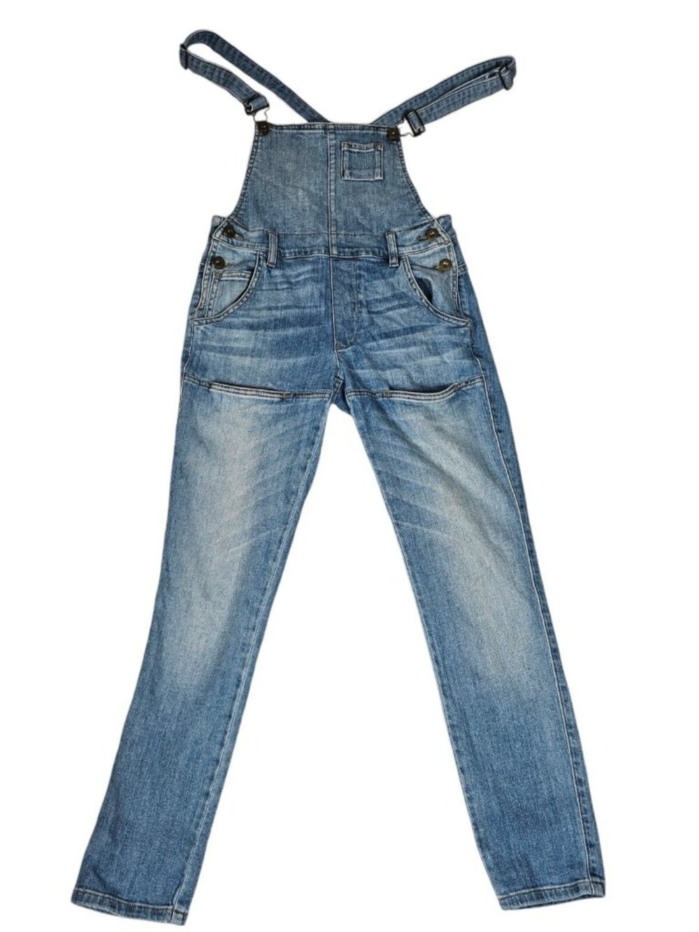 Guess Womens Denim Overalls Size 25 Blue Striped Bib Dungarees W61AM7D2210